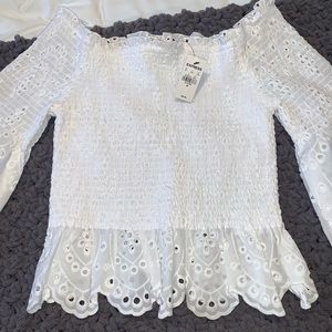NWT off the shoulder white peplum top